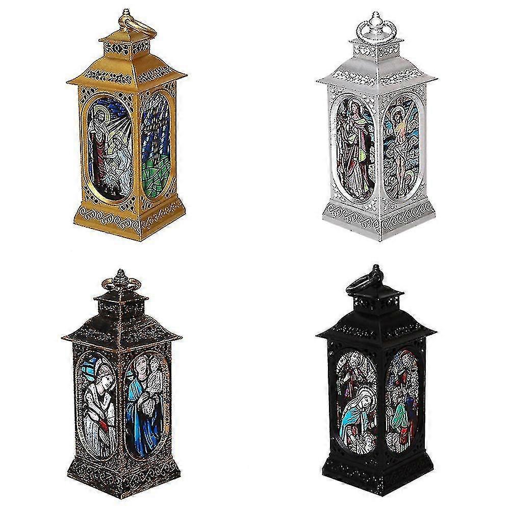 4pcs Christmas Lamp Colored Drawing Religious Display Lamp Random Color
