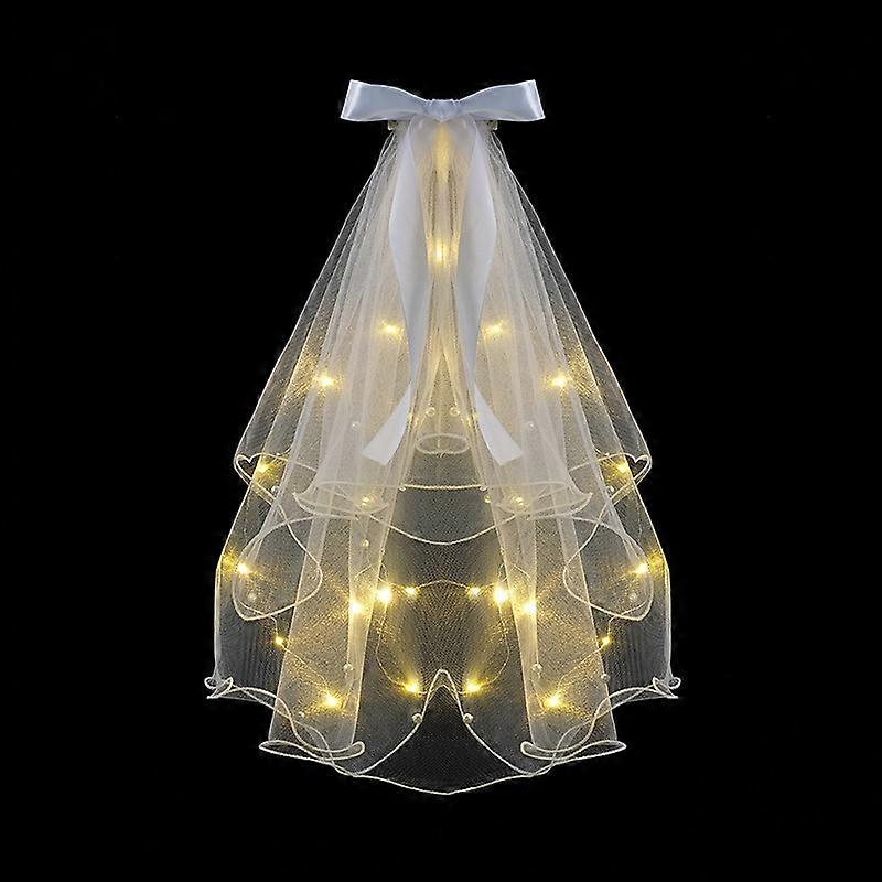 Pearl Bride Wedding Veil White Shoulder Lengt