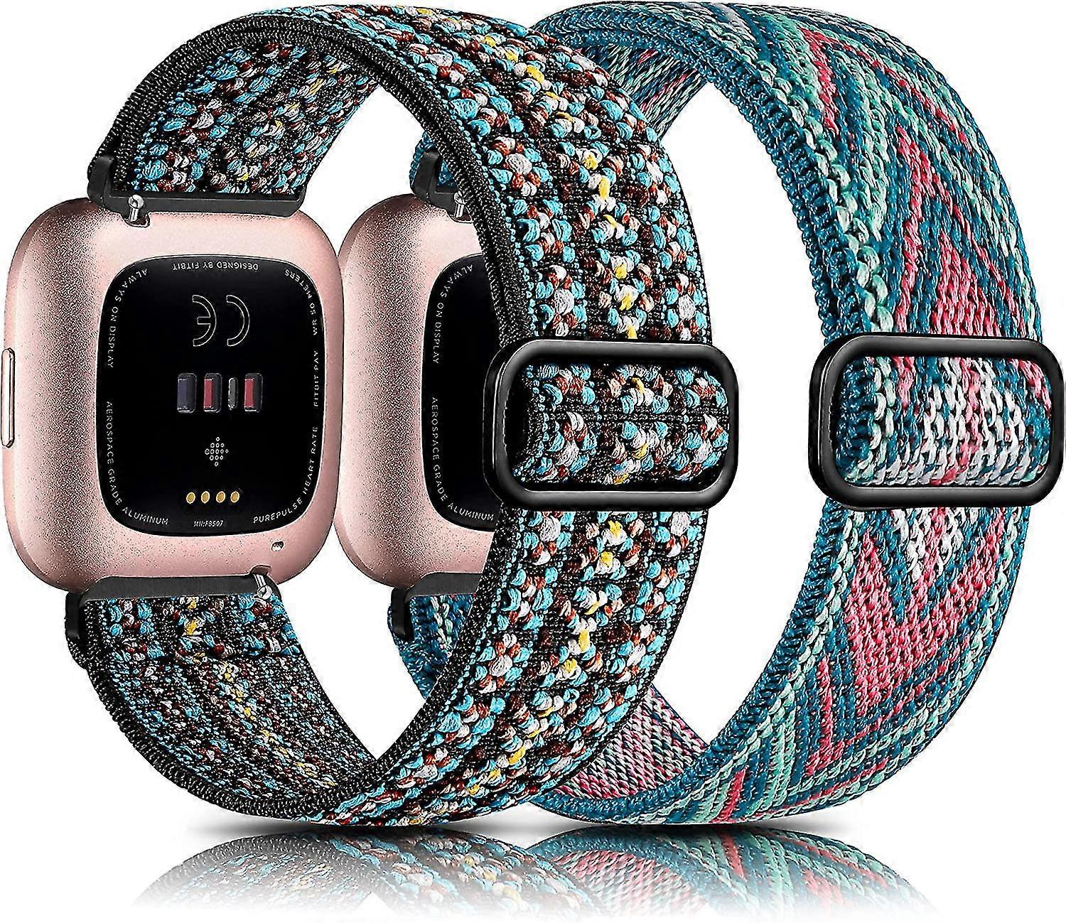 2 Pack Compatible With Fitbit Versa Bands/fitbit Versa 2 Bands Women Men, 2 Pack Soft Nylon Adjustable Loop Replacement Strap For Fitbit Versa 2/versa