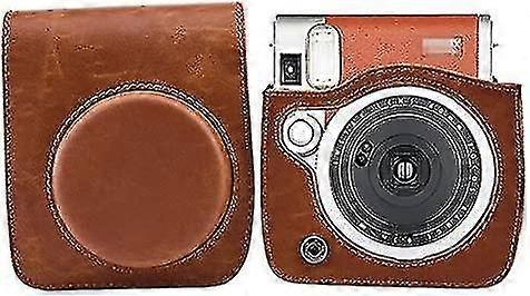 Retro Vintage Pu Leather Protective Case Bag Cover Compatible With Fujifilm Instax Mini 90 Instant Film Camera, Brown