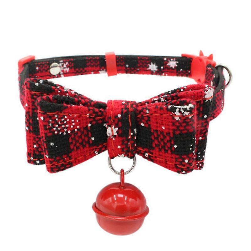 Cat Collar Breakaway with Bell and Bow Tie, Plaid Design Adjustable Safety Kitty Kitten Collars