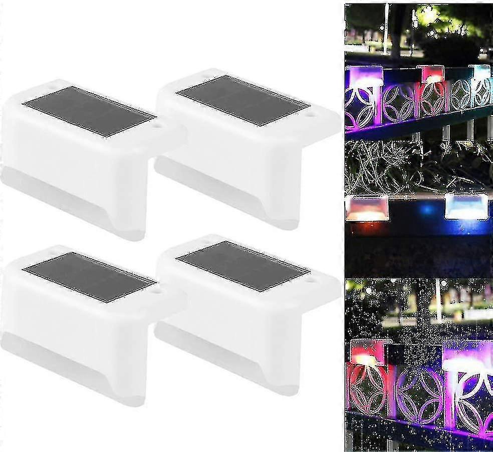 4 Pack Solar Deck Lights Led Solar Step Lights Waterproof Fence Lights For Outdoor Steps Fence Ruikalucky Cold Light White