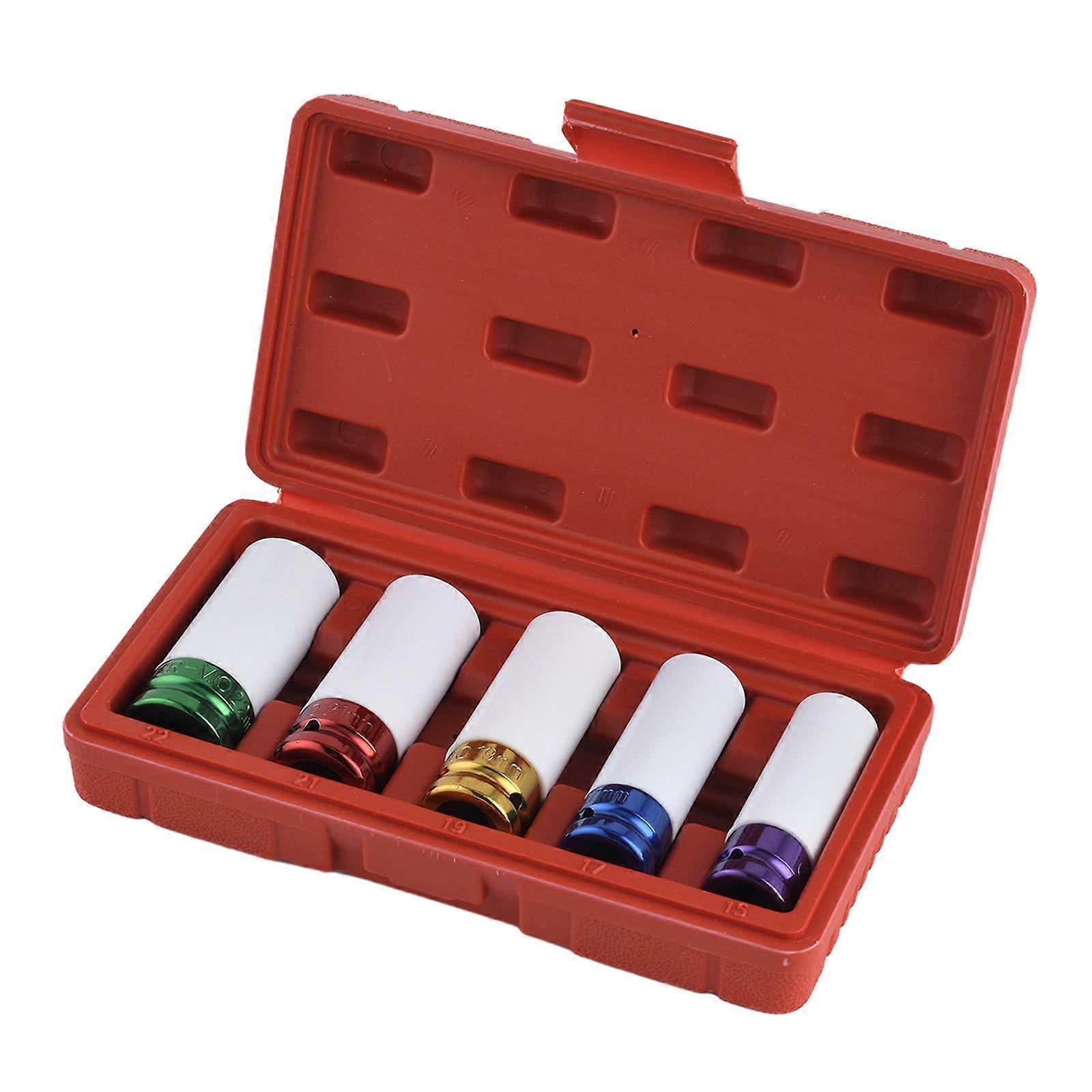 5 Pieces Socket Wrench Set Thin Socket Set,Heavy Duty,Universal Mechanics Tool Set,Thin Wall Deep Wheel Protector for Husband