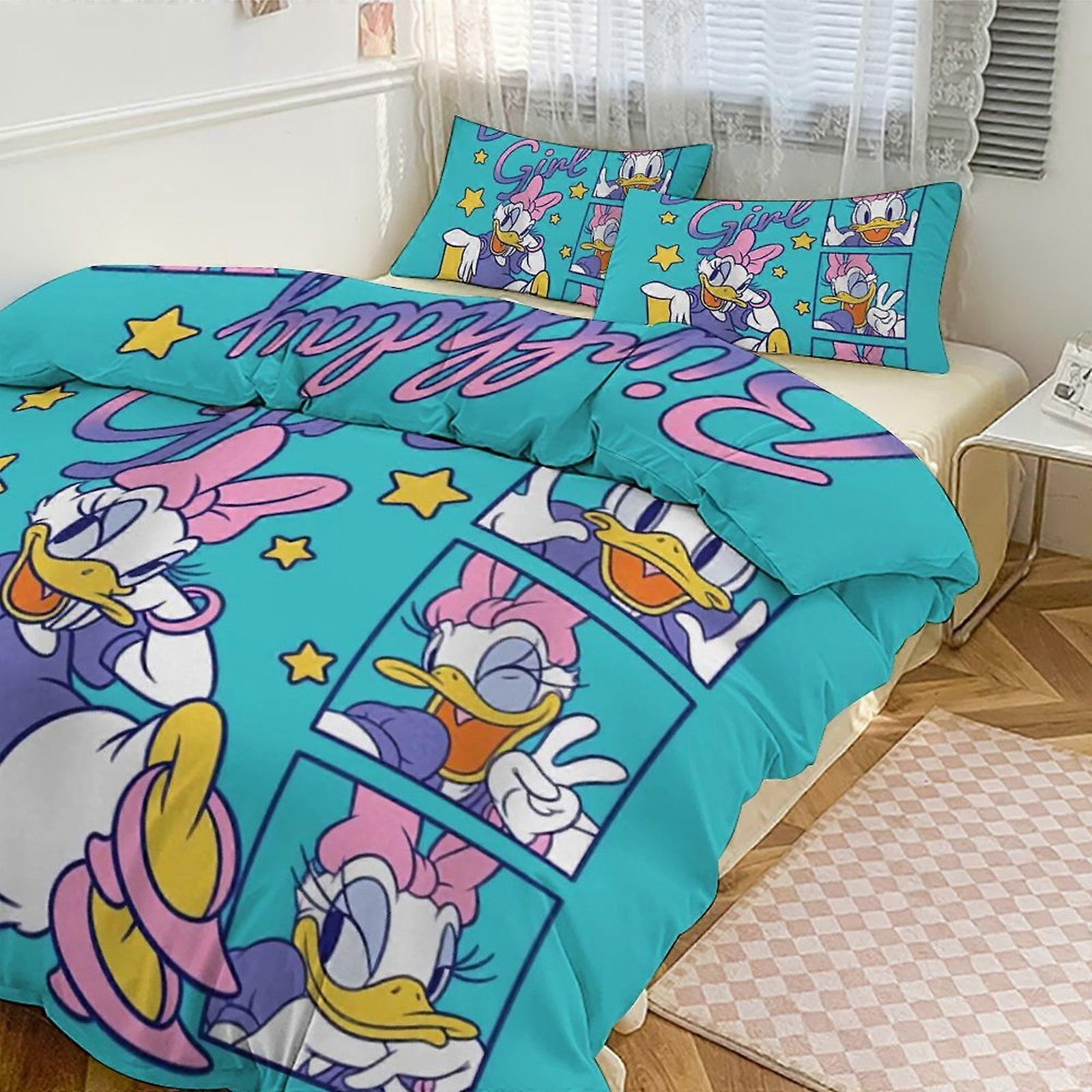 Yt554 Daisy Duck Print Bedding Set Pattern Duvet Cove Set 3 Pieces 1 Quilt Cover And 2 Pillowcases for Women Men Teens Multiple sizes to choose from C