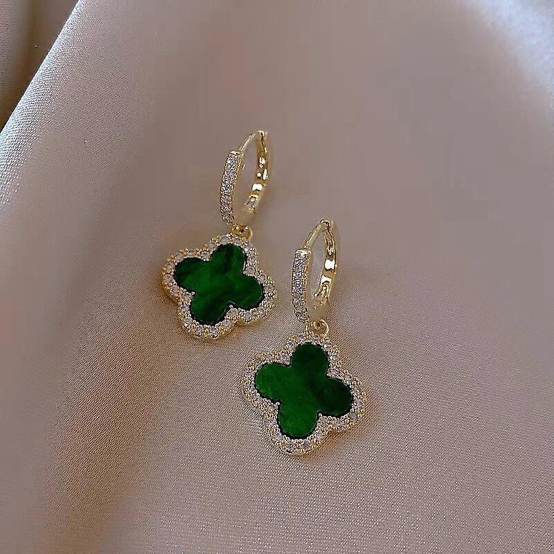 K02 Orecchini Filigrana Fiore con Verde Giada Argento Sterling 925