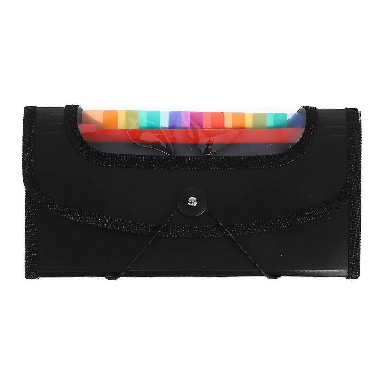 13-Pocket Receipt Folder Organizer Expanding Accordion File Folder Expandable Card Holder for Document Management Office Organization Black