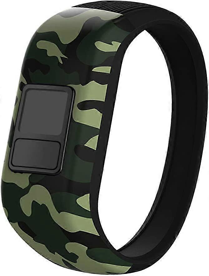 من أجل Garmin Vivofit jr / jr 2/3 Bands ، أحزمة ساعة بديلة من السيليكون للأطفال والأولاد والبنات صغيرة كبيرة (بدون تعقب) - صغيرة ، تمويه أخضر