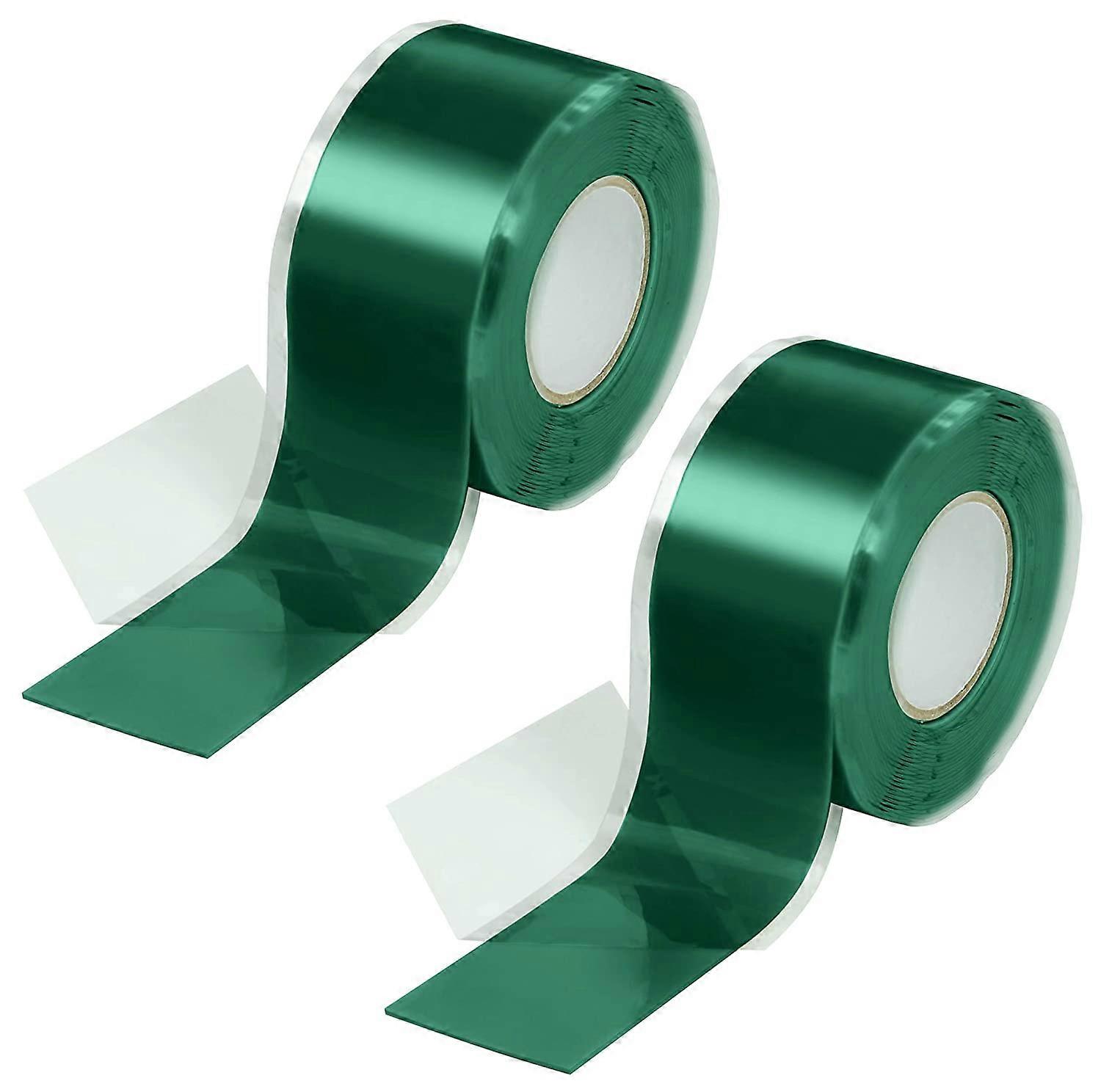 2x 3m self-fusing silicone tape (self-amalgamating, self-vulcanizing), insulating tape and sealing tape (water, air), 25 mm wide, green