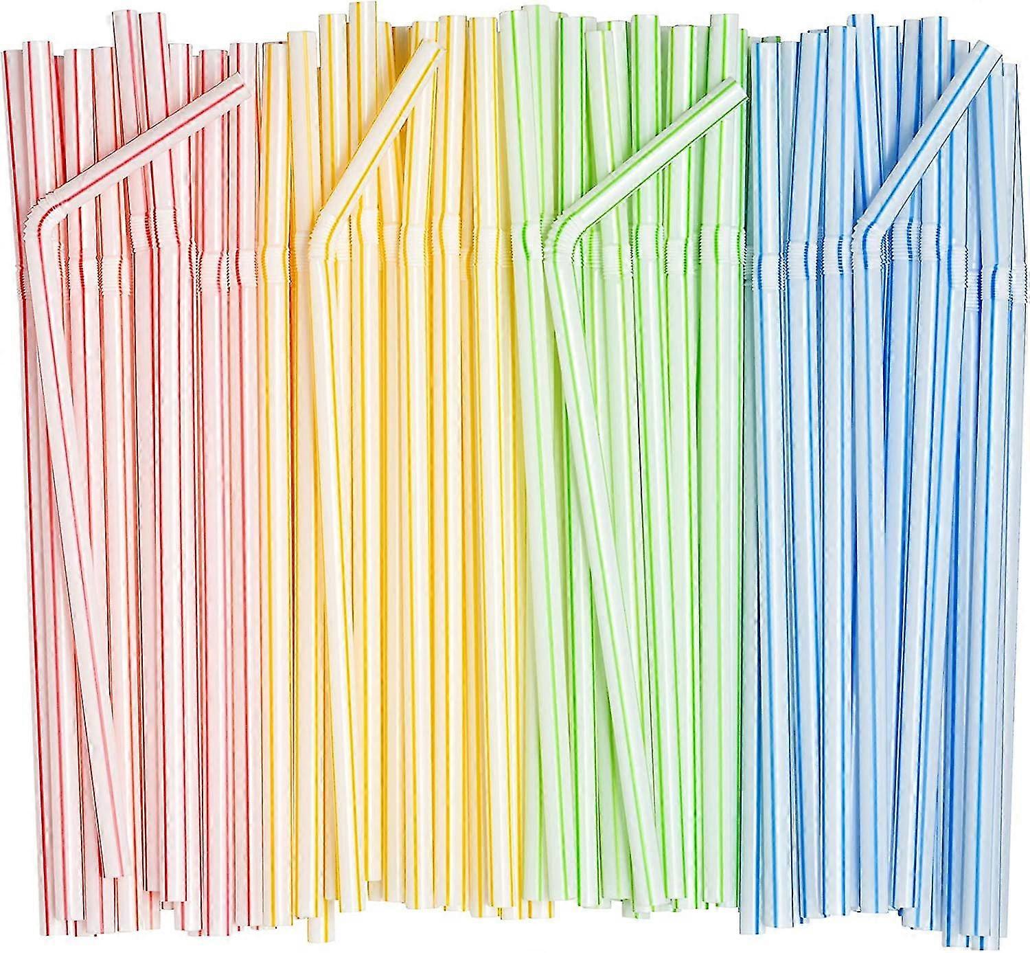 250pcs Disposable Plastic Drinking Straws 7.75" Assorted Colors