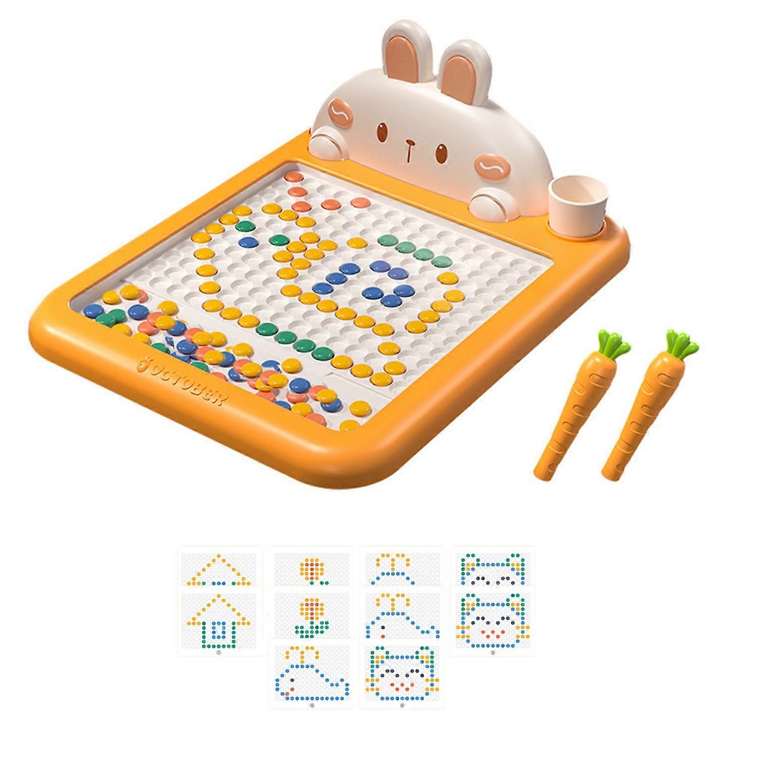 1 Set Magnetic Drawing Board with Pen Card Chess Pieces Dot Art Rabbit Shape Early Education