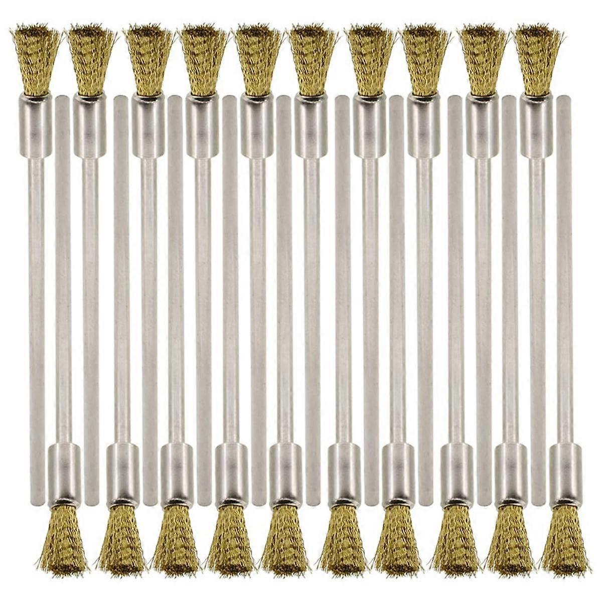 20PCS Brass Wire Brushes with Extended Handle - Metal Rust Removal, Polishing, Cleaning - 6mm Diameter