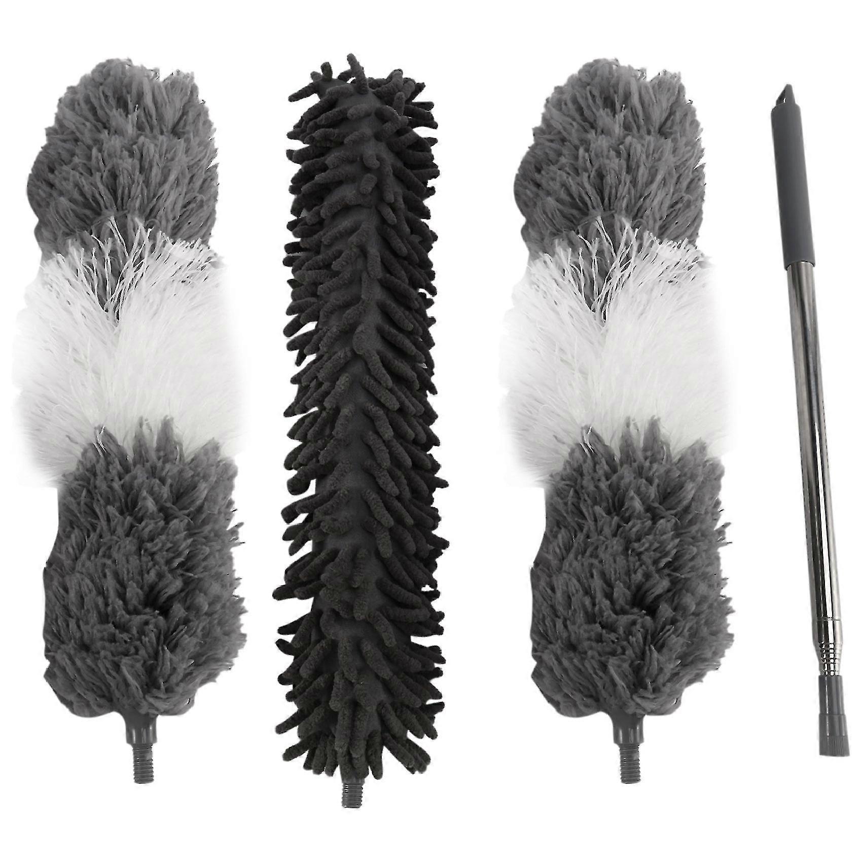 2 Microfiber Duster 1 Chenille Duster(with 1 Extension Pole),bendable,washable,for Cleaning Ceiling Fan,blinds,cobwebs
