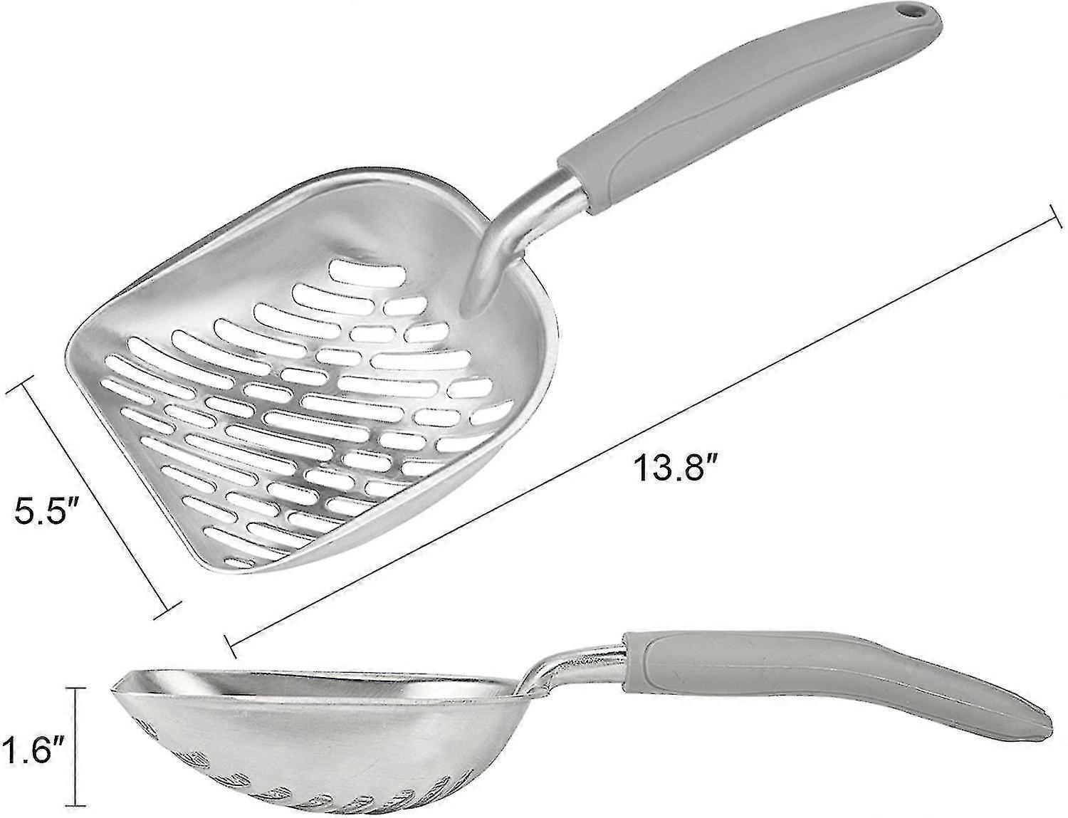 Cat Litter Scoop Solid Aluminum Alloy Sifter Deep Shovel,Grey