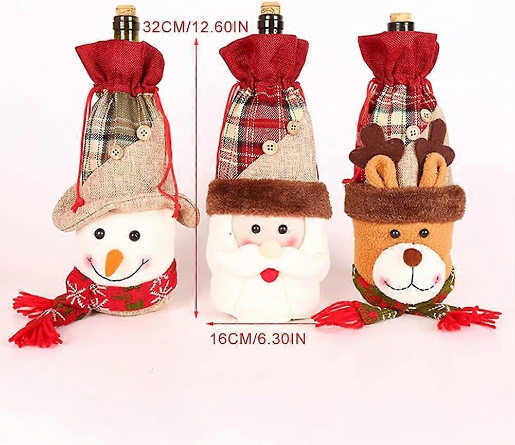 3PC vinflaska hylsa, julprydnader champagne flasklock, vinpåse