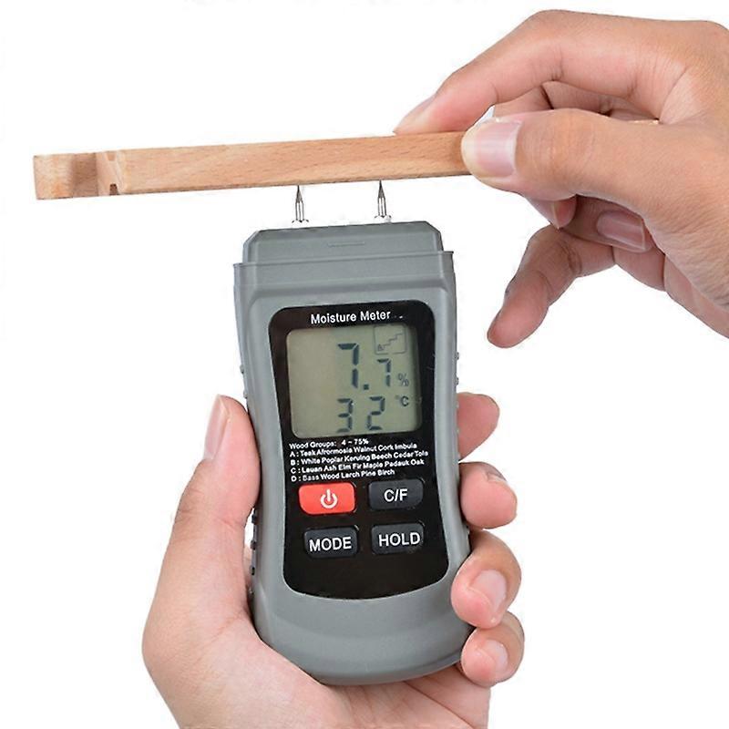 Two-in-one Pin Type Wood Moisture Meter Wood Temperature/Humidity Detector Handheld Moisture Tester for Woodworker