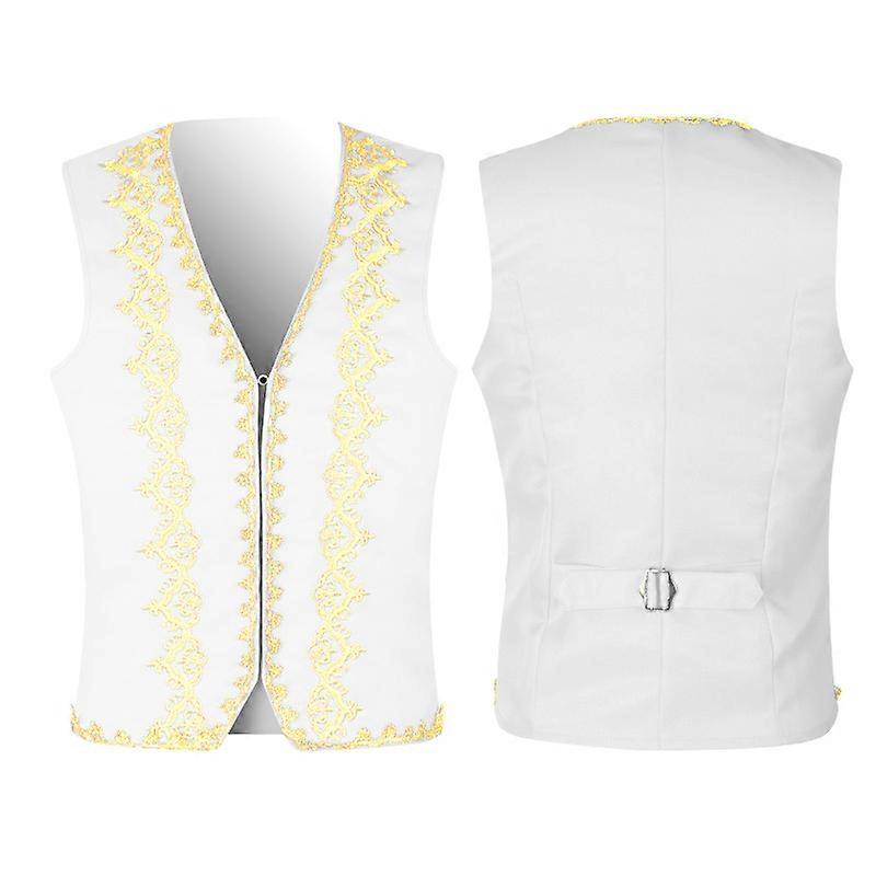 Medieval Gold Embroidery Baroque Vest Men Slim Fit Palace Prince Black Vest Waistcoat Men Stage Prom Drama Opera Costume Gilet