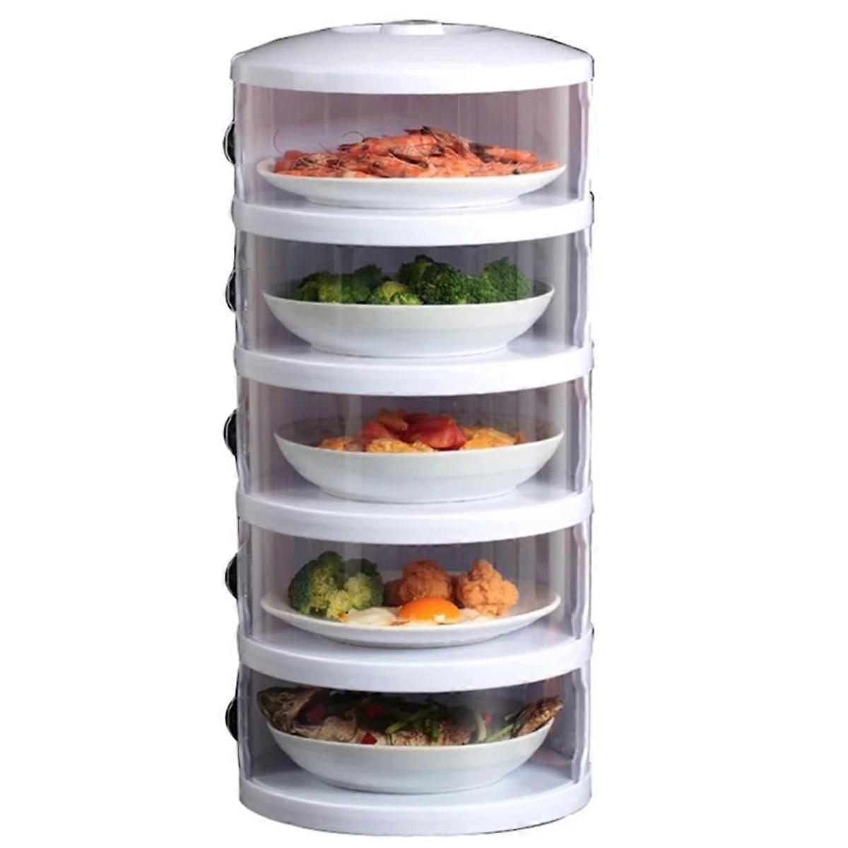 Food Heat Shield, Transparent Stackable Dustproof, Leftovers Food Storage Container Kitchen Organization