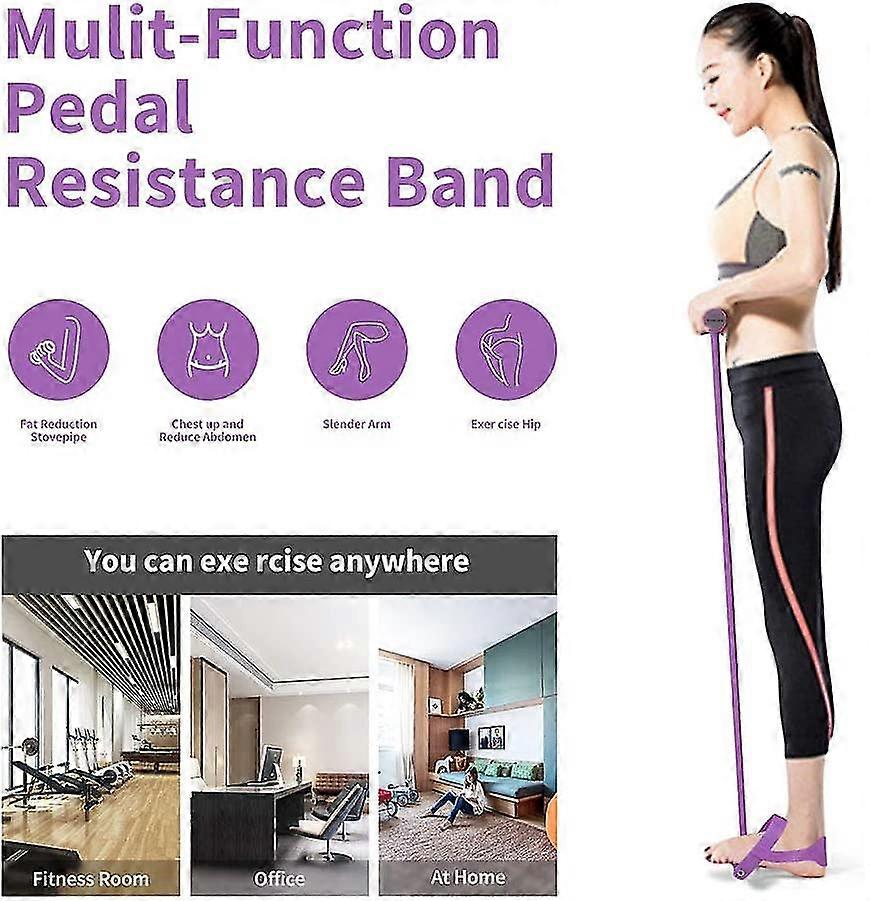 Corde De Tension élastique Musculation Avec Poignées Et Pédale - Bande Résistance Fitness Pour Abdos, Bras, Jambes - Maison, Voyage - 3