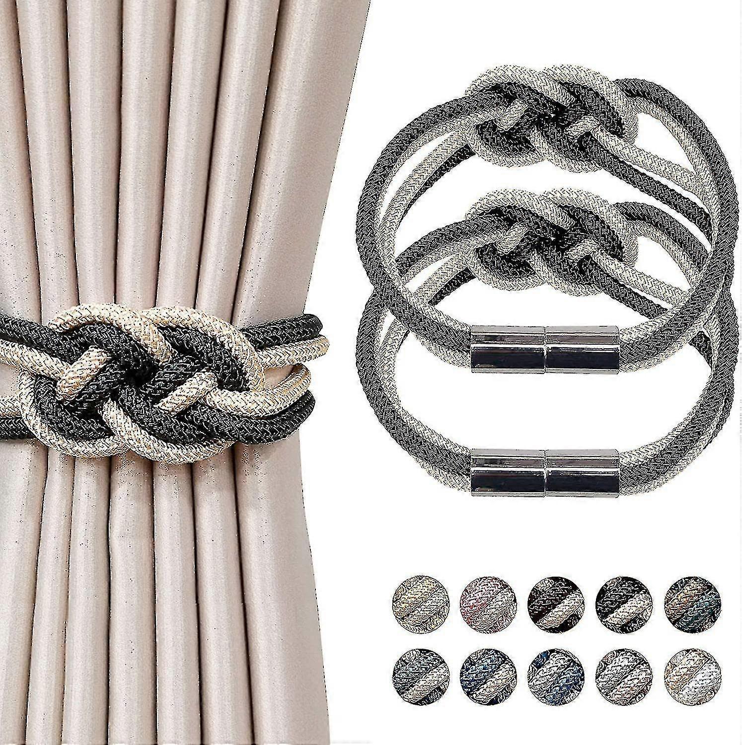 2 Pack Strong Magnetic Curtain Tiebacks-black And Beige