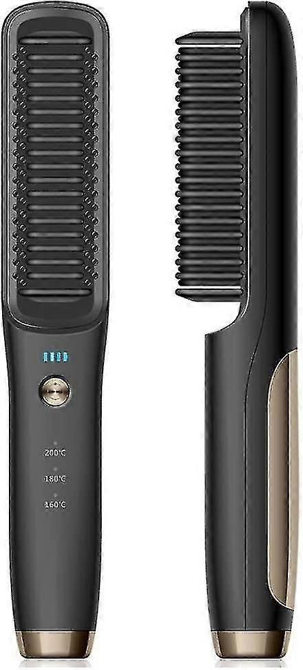 ストレートナーワイヤレスストレートヘアアイロンブラシポータブル充電式コードレスひげと女性男性用ヘアストレート櫛 火傷防止電気海峡
