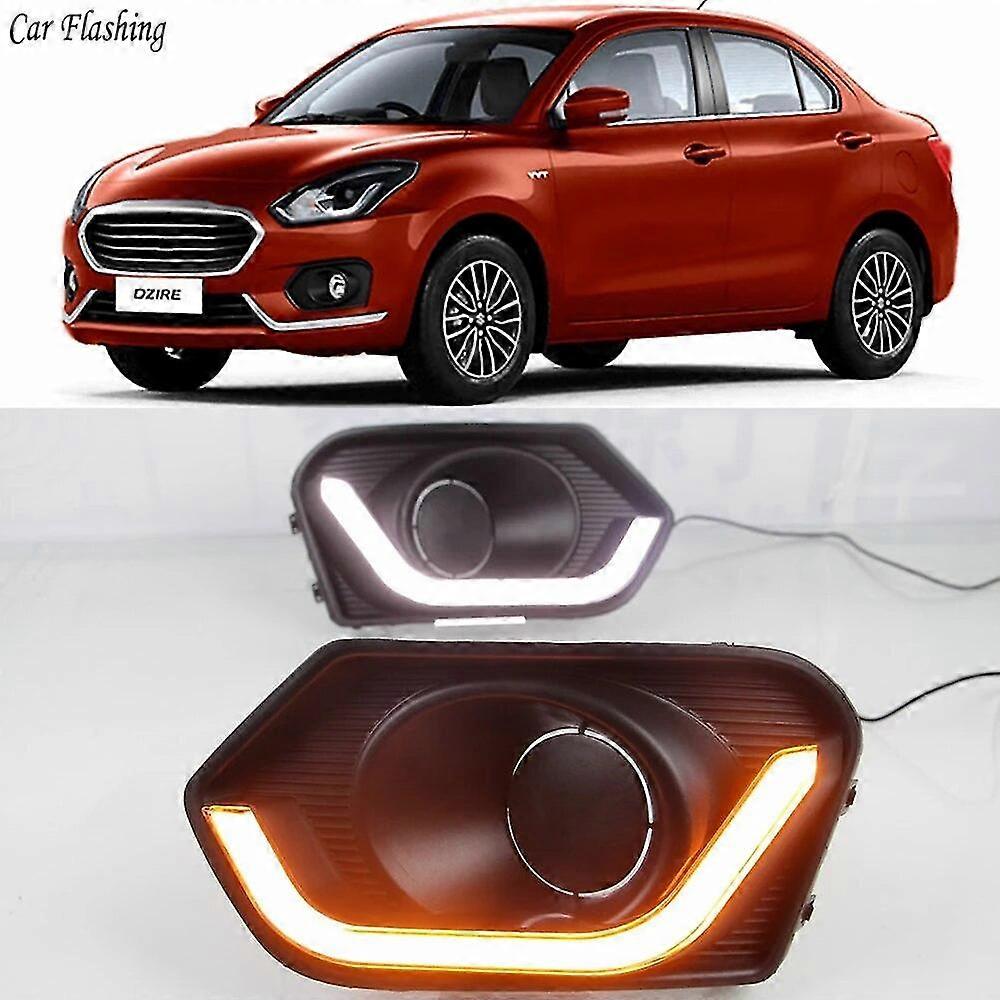 1Set For Suzuki Dzire 2017 2018 2019 Yellow Turn Signal Relay Car DRL Lamp 12V LED Daytime Running Light Daylight
