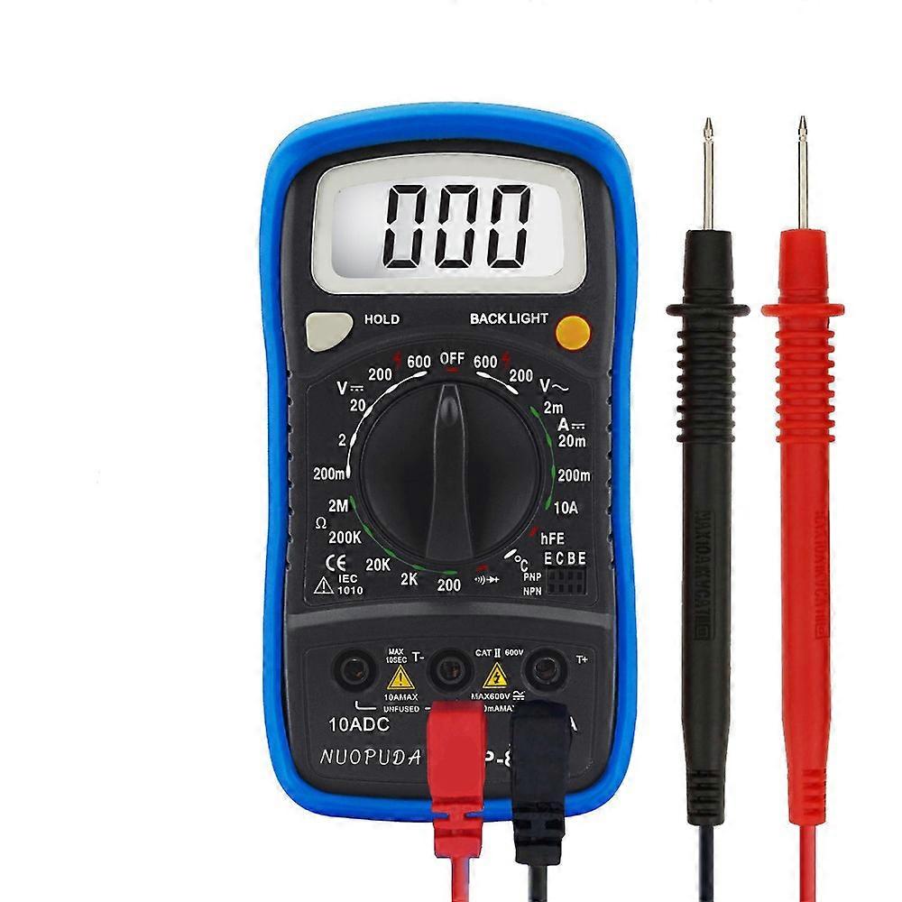 Digital Multimeter, Handheld Conductivity Meter for Measuring AC/DC Voltage Current Ohm Temperature Diode hFE Electrical Tester with Backlight and Dat