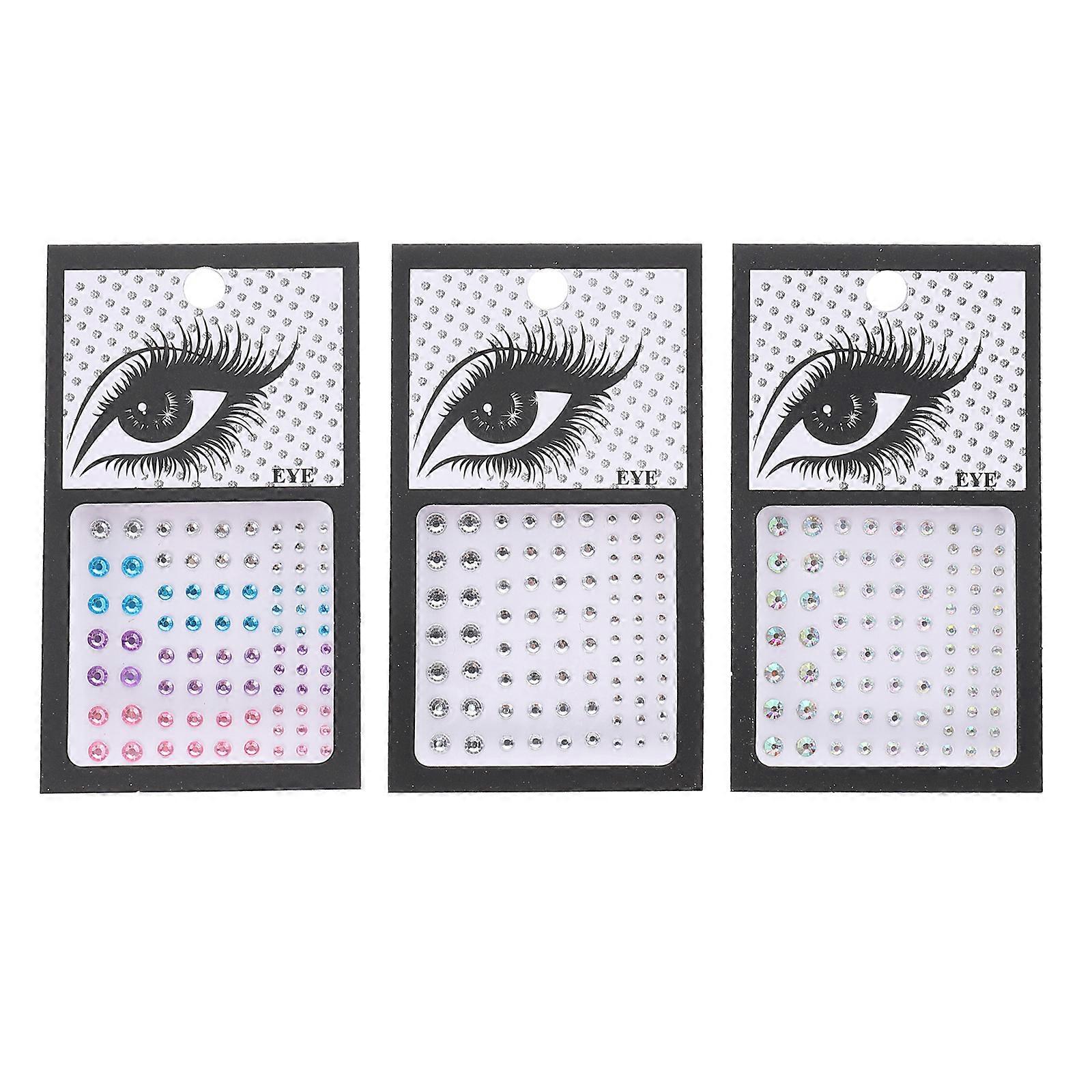 3 Sets of Self-adhesive Face Gems Stickers Decorative Eye Gems Jewels Exquisite Face Decals