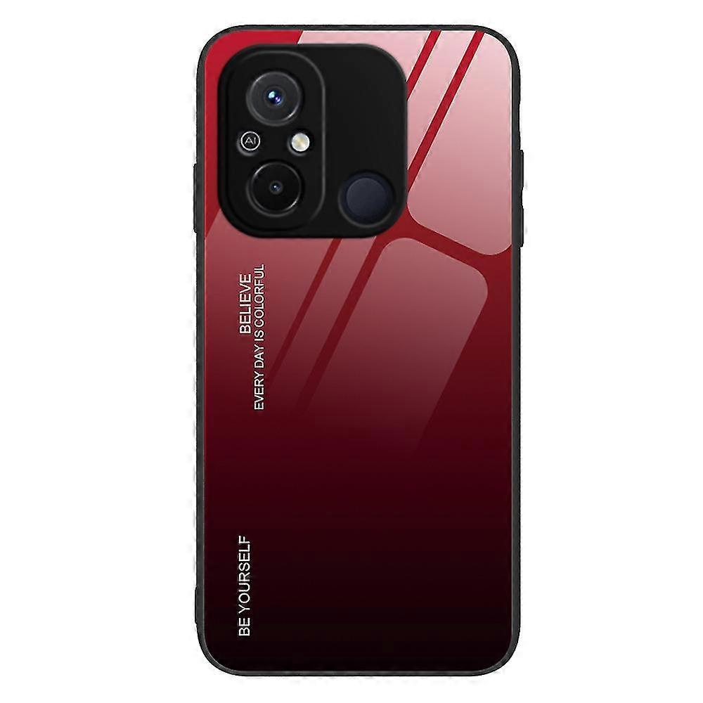 Gradient Color Phone Case For Xiaomi Redmi 12c 4g , Tempered Glass + Pc Back Tpu Frame Anti-scratch Cover