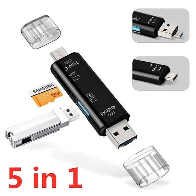 5 in 1 Multifunction Usb 2.0 Type C/Usb /Micro Usb/Tf/SD Memory Card Reader OTG Card Reader Adapter Mobile Phone Accessories