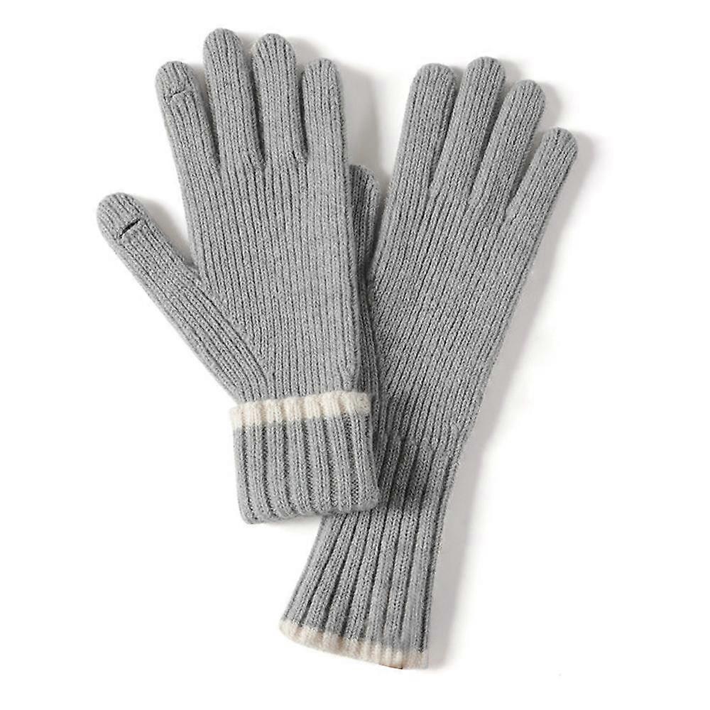 Women's twist knit gloves with touch screen palm patch