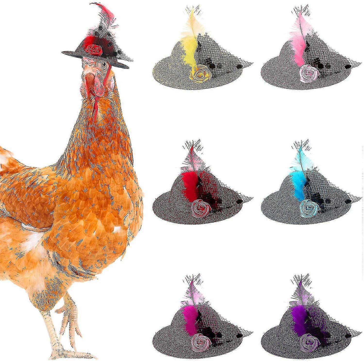 Small Pet Funny Cockscomb Feather Headgear Hat With Adjustable (6 Pieces)