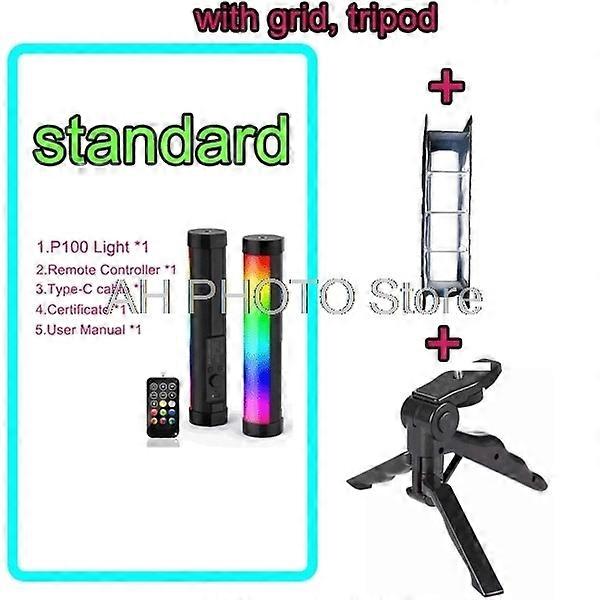 LuxCEO P100 RGB LED Fill Video Stick Tube Remote Control with Magnetic for Vlog