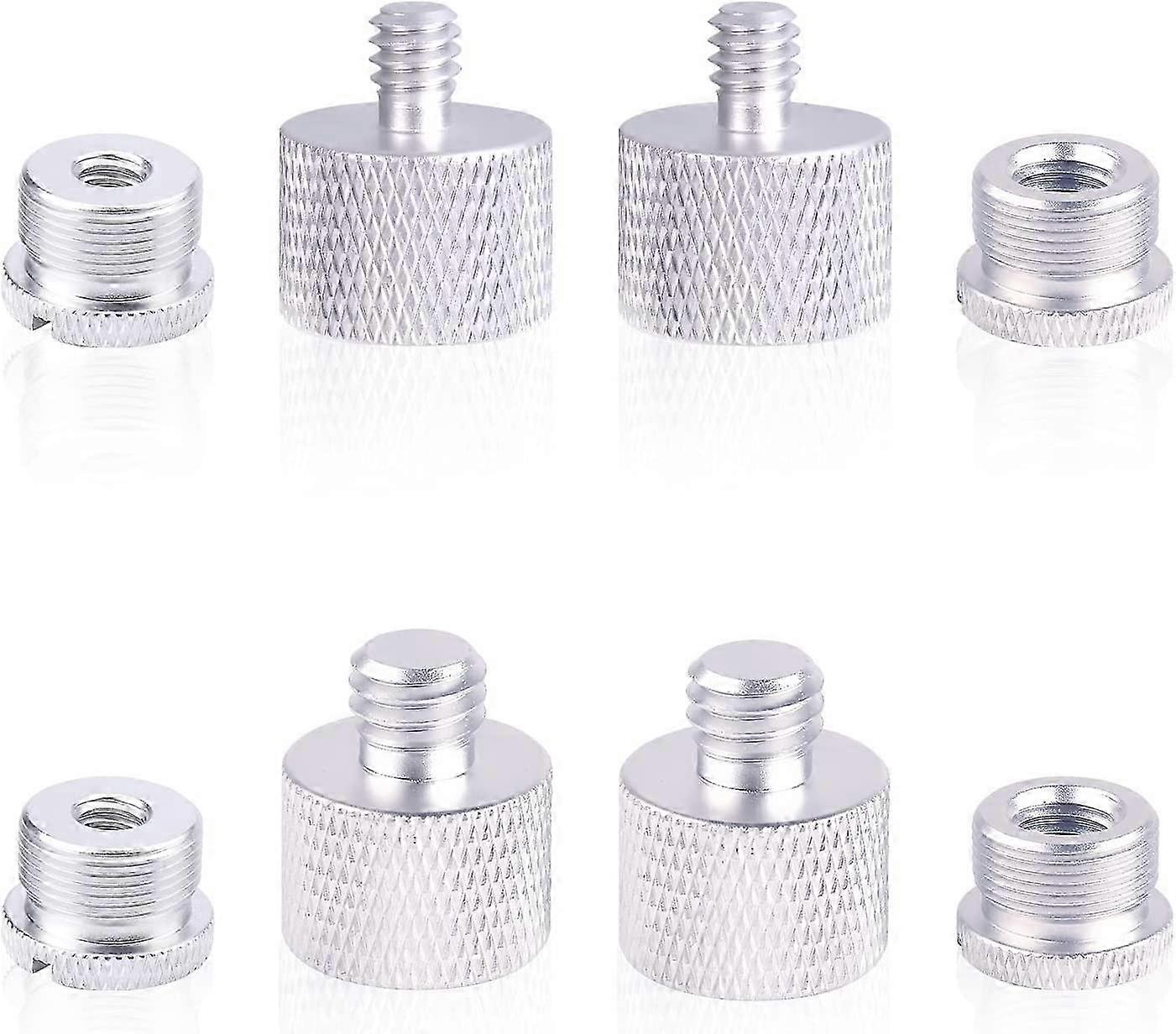 8 adet Mikrofon İplik Adaptörü 5/8 Adaptör Somunu 1/4 - 3/8 Mikrofon Aksesuarları-Gümüş