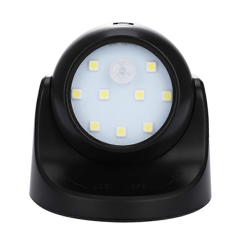 Battery Powered Motion Double-sensor Light Touch LED 360 Degree Rotation Lamp(Black)