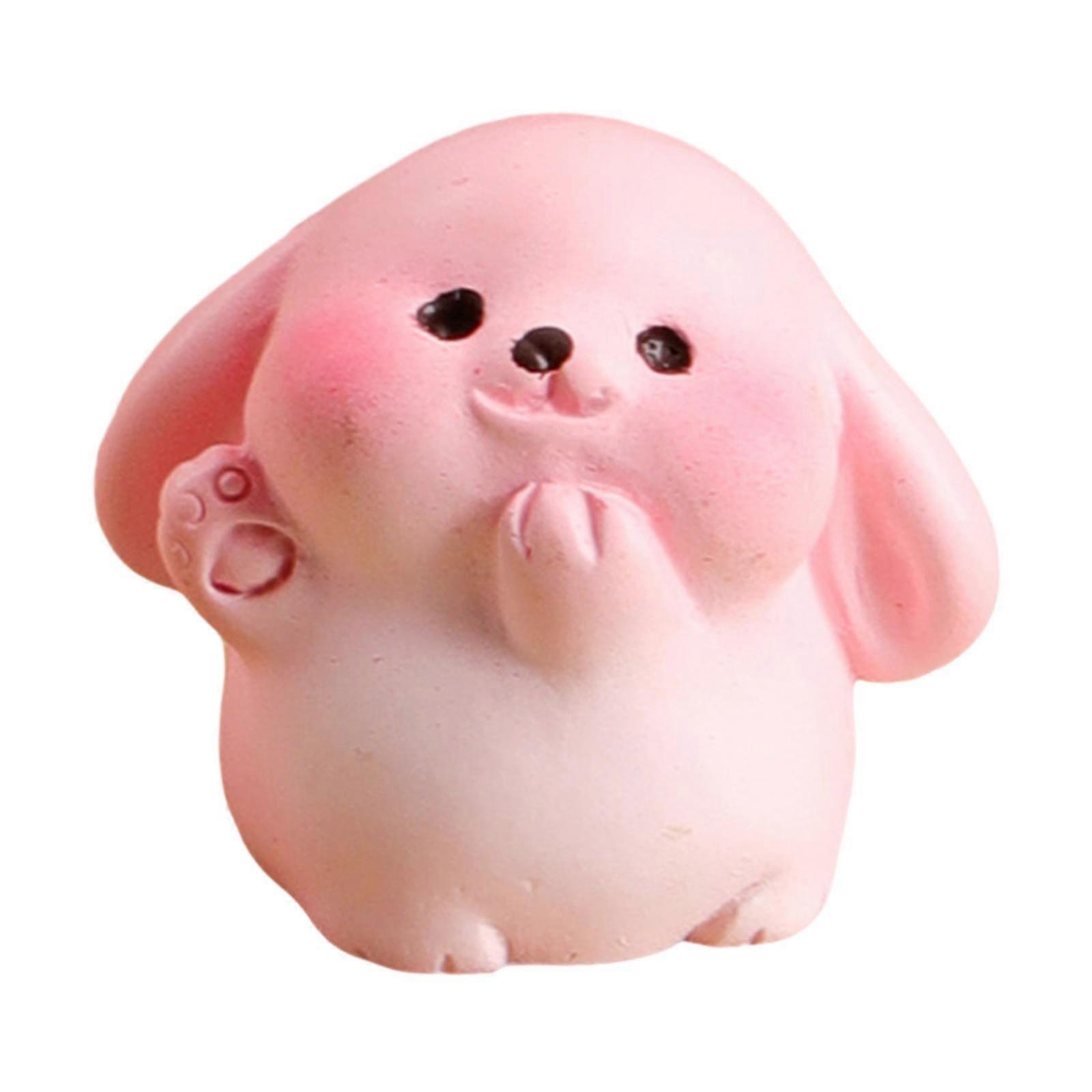 Miniature Figurine Animal Sculpture Bookshelf Desk Figure Bunny Resin Statue Blue