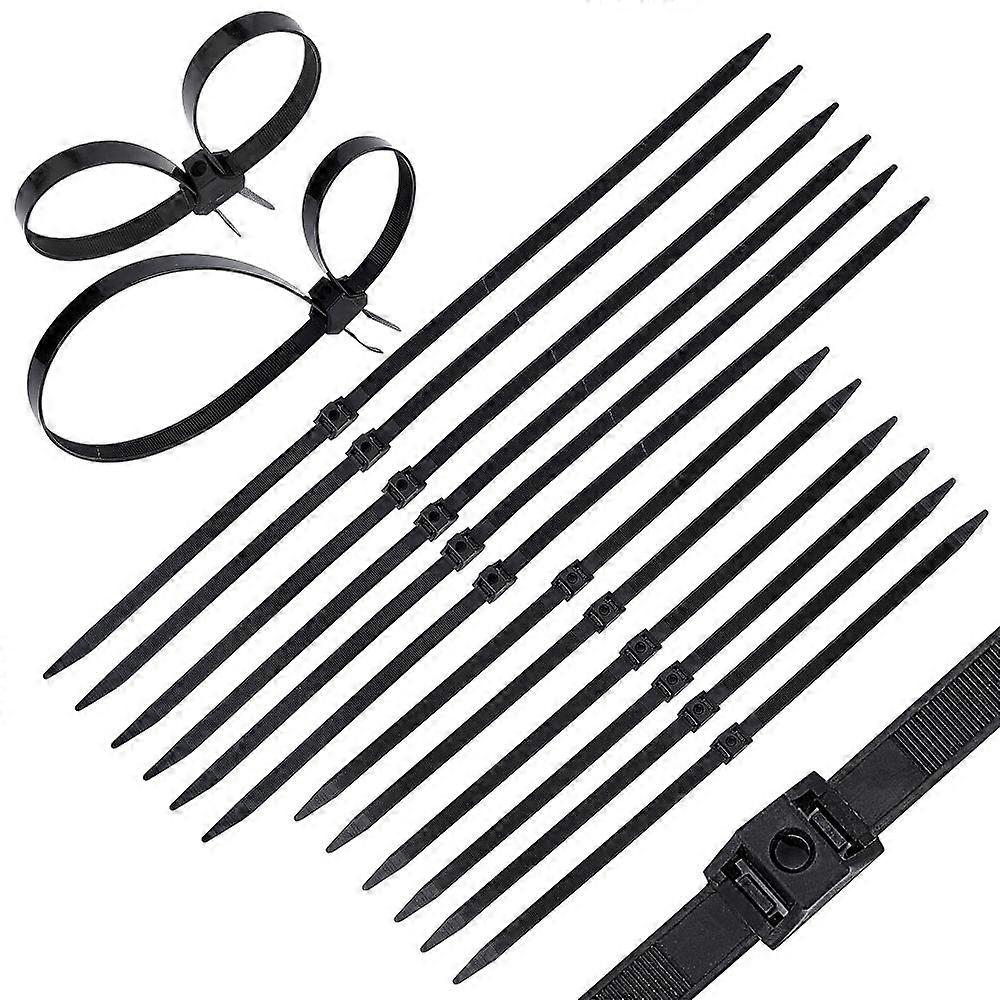 20Pcs 2 Style Plastic Cable Ties Tie Wraps Zip Ties Black 10pcs/style