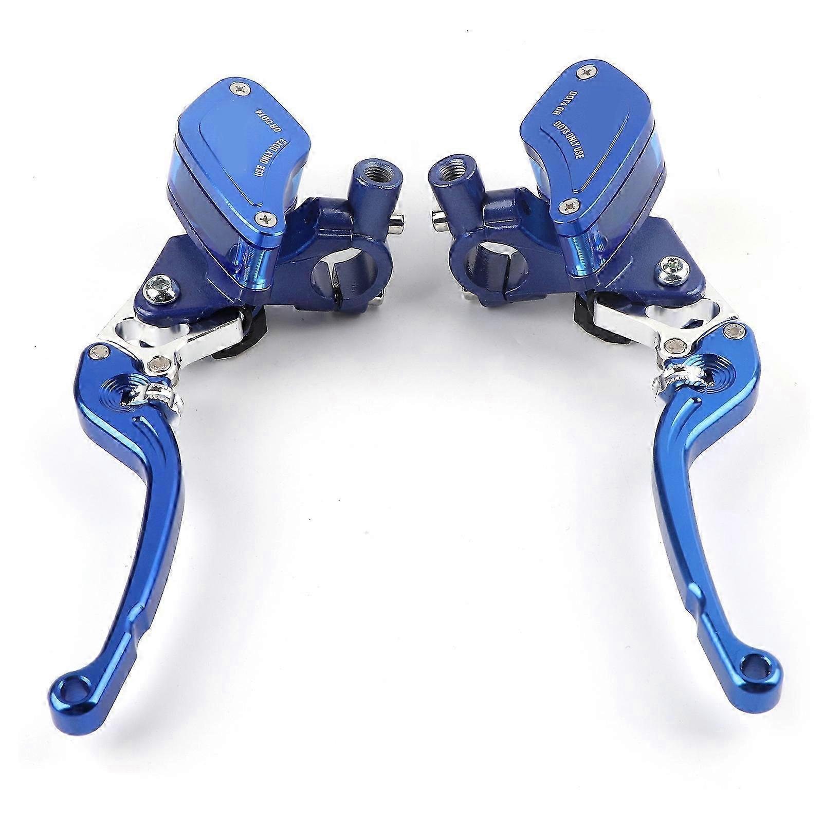 Pair of 22mm CNC Motorcycle Hydraulic Brake Pump Clutch Master Cylinder Lever Adjustable Blue