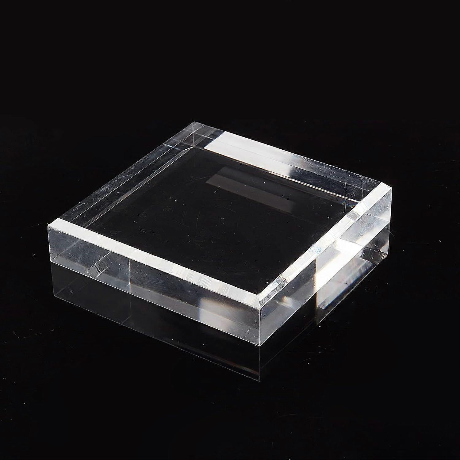 Clear Acrylic Beveled Square Display Base Square Display Block 4.7x4.7x0.94 Transparent Acrylic Jewelry Display Stand for Souvenirs Models Statues Jew