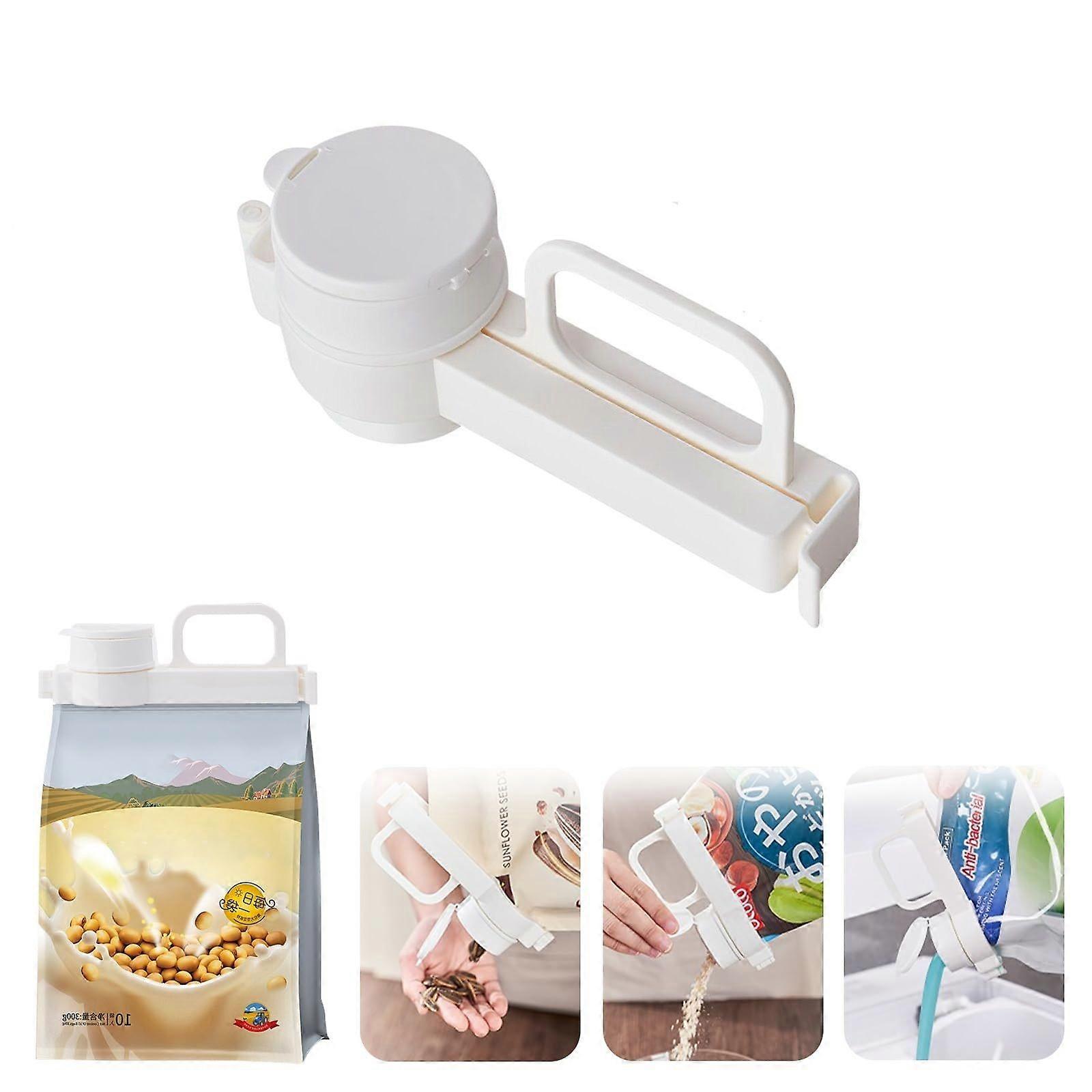 Food Bag Sealing Clip with Pour Spout - Storage Clips for Dry Food & Liquids & Gels, Kitchen Organizer for Freshness