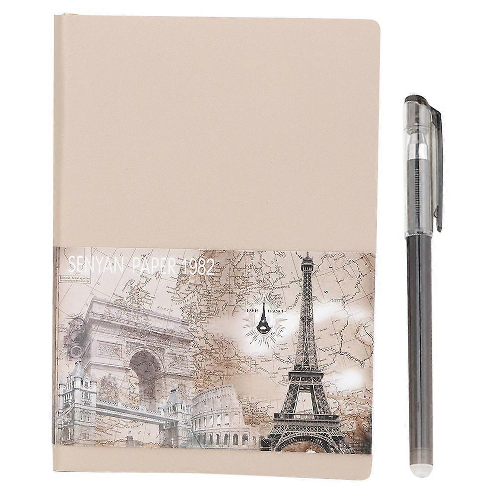Originality Erasable Notebook Reusable Leather Notebook Notepad Waterproof Paper(Champagne)