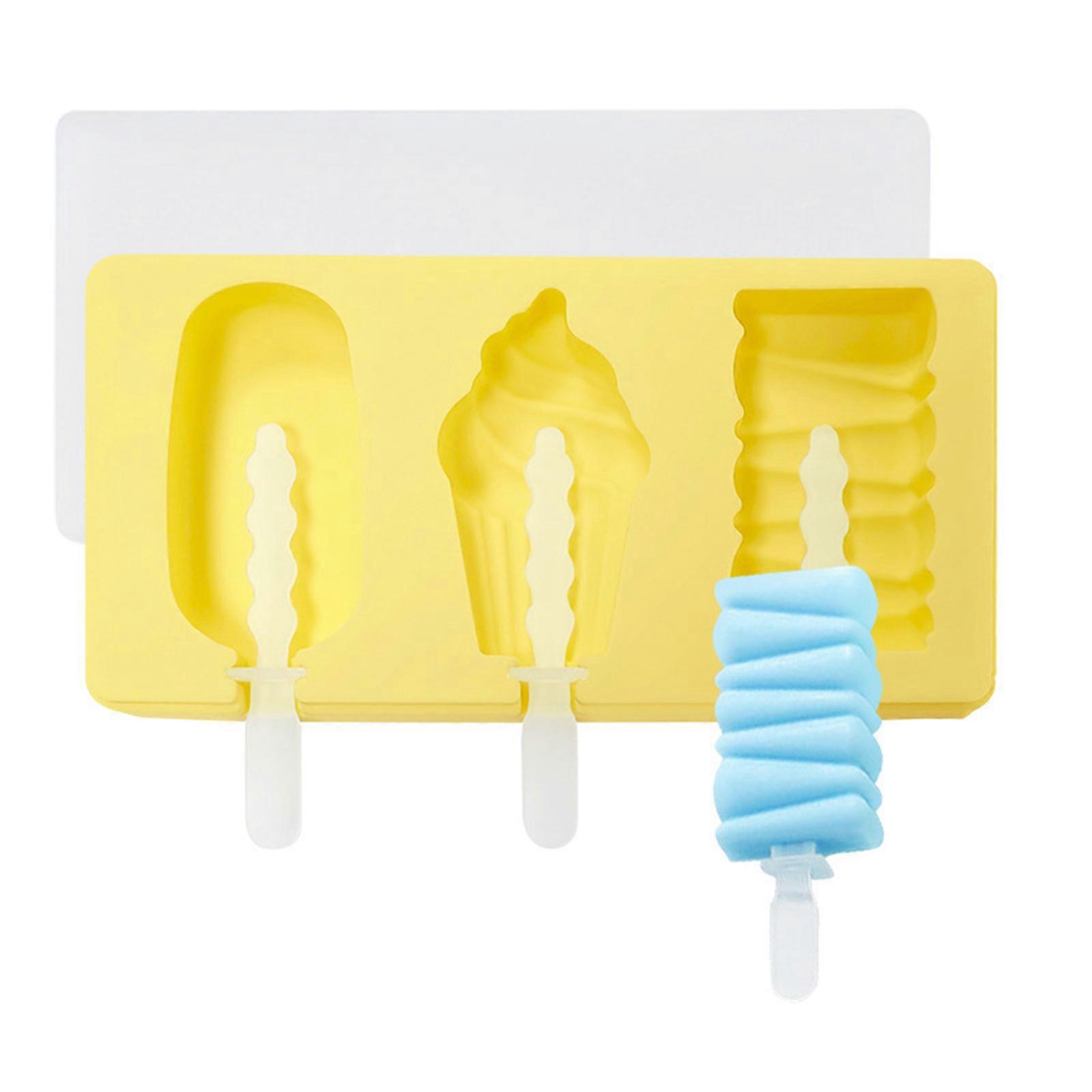 DIY Handmade Silicones Ice Creams Molds User Friendly Popsicles Molds Dessert Freezers Juice Ice Tray Molds Yellow