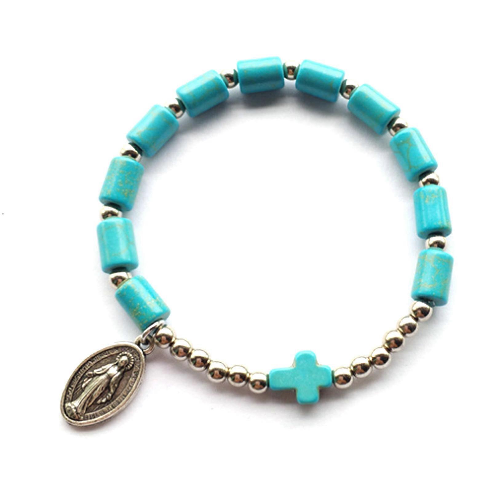 Precious Gem Stones Meditation Bracelet Christian Rosary Bracelet Handmade Catholic Bracelet Gifts for Mens Womens