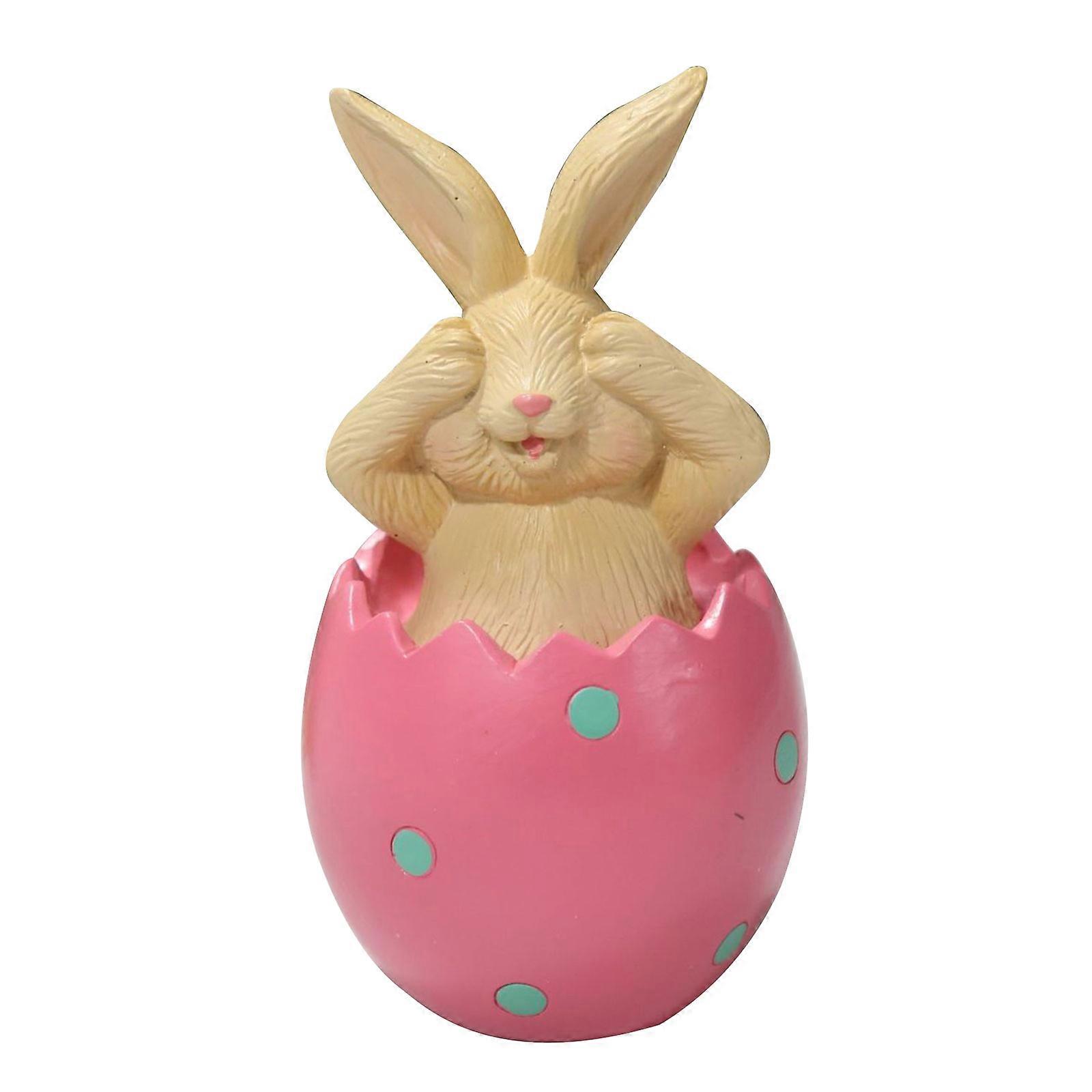 Resin Bunny with Eggshell Decorations Spring Easter Figurines Garden Ornament Tabletopper Accessories for Party Home