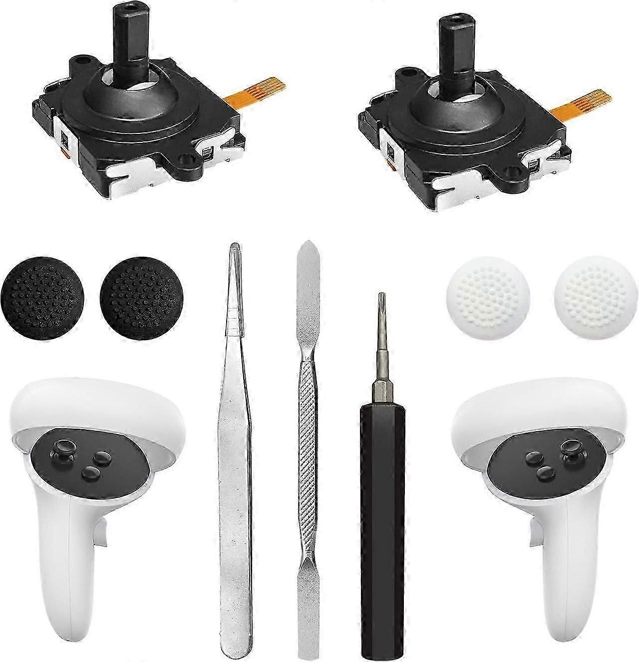 Joystick vervangingsset voor Oculus Quest 2-controller (11 in één), reparatiesetaccessoires voor Meta Quest 2-controller, inclusief 2 duimsticks, T5-scre