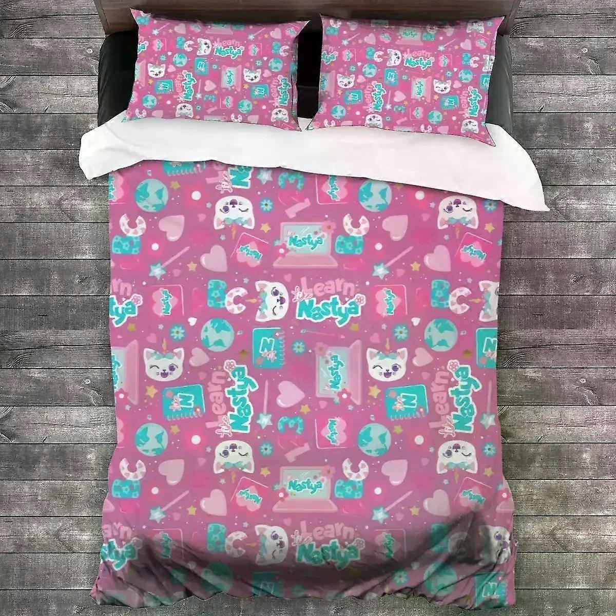v330 Bed Sheets Printed Like Nastya Bedding Set a Duvet Cover Bedroom Comforter Covers Single Twin King Size Quilt Cover Home Textile 3-Piece Bedding 