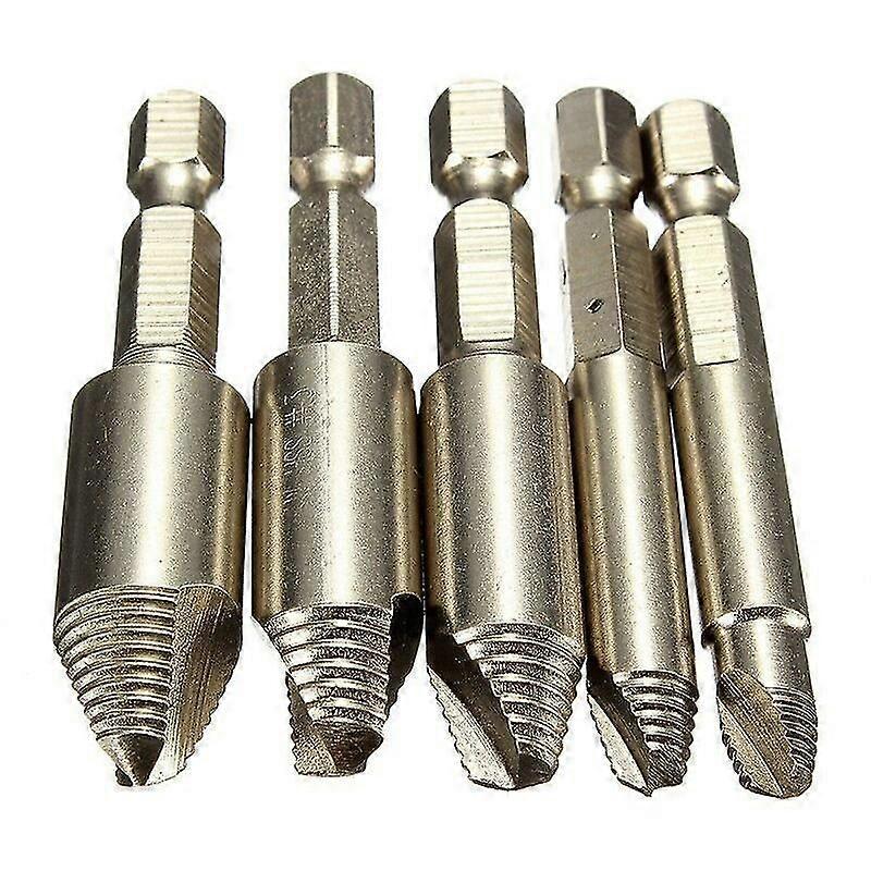 5 Pieces HSS Screw Extractor Broken Rusty Stripped Screw and Bolt -