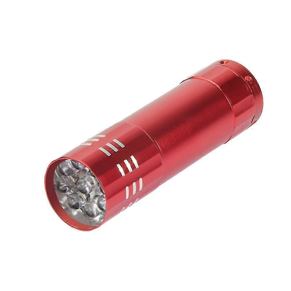 Portable 9 Leds Mini Nail Dryer Led Uv Lamp Uv Ultraviolet Blacklight Flashlight Torch Nail Gel Fast Dry Cure Nail Art Dryer Tools Mone(Red)