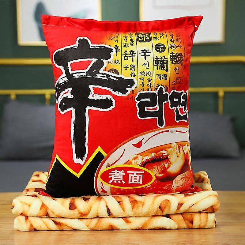 45cm Funny Food Plush Toy Simulation Instant Noodles Plush Pillow with Blanket Stuffed Beef Fried Noodles Gifts Plush Pillow