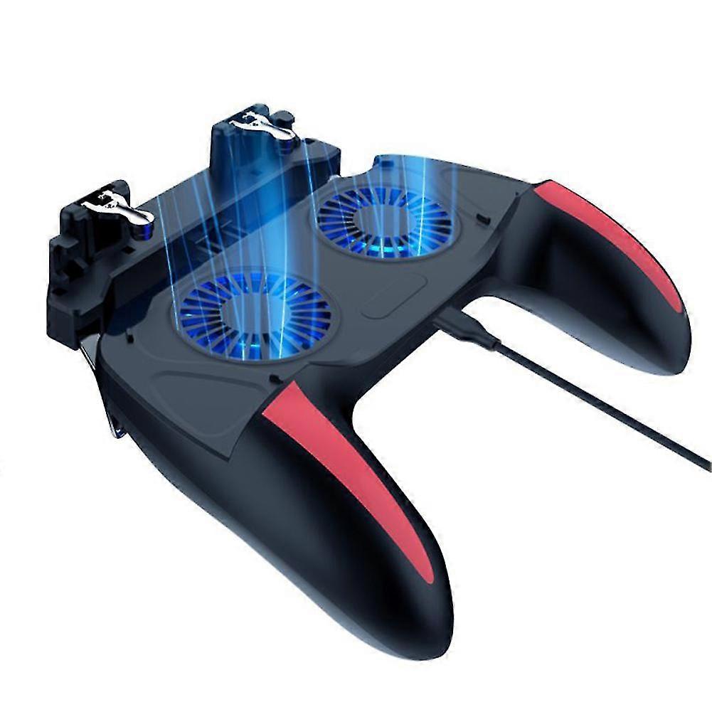 H10 4-Finger Dual Cooling Fan Wired Game Controller Joystick Gamepad for Phone