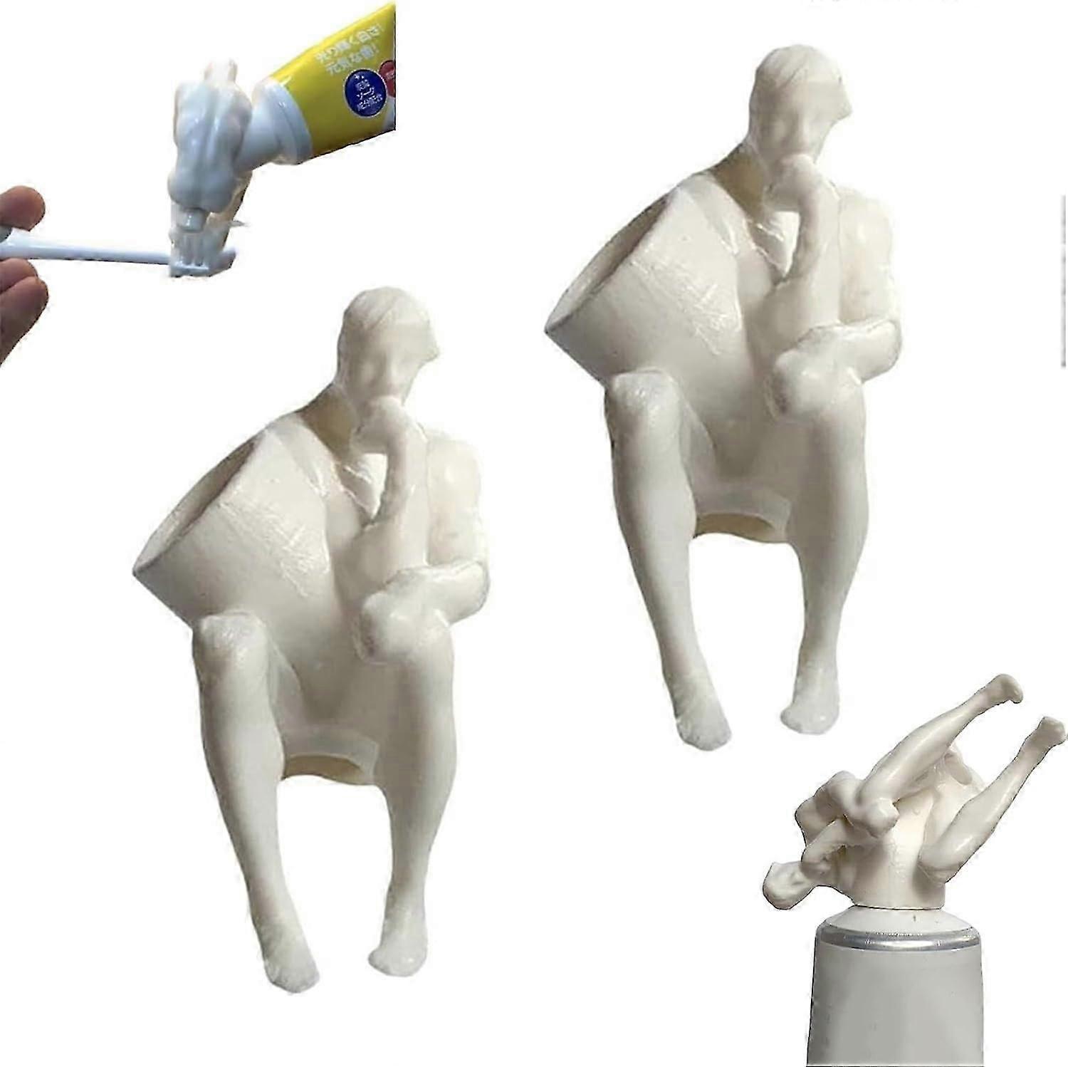 ExquisitePooping Thinker Butt Toothpaste Topper,Funny Toothpaste Squeezer Toothpaste Covers Cap Dispenser, 3D Thinker Shape Toothpaste Covers, Unique 